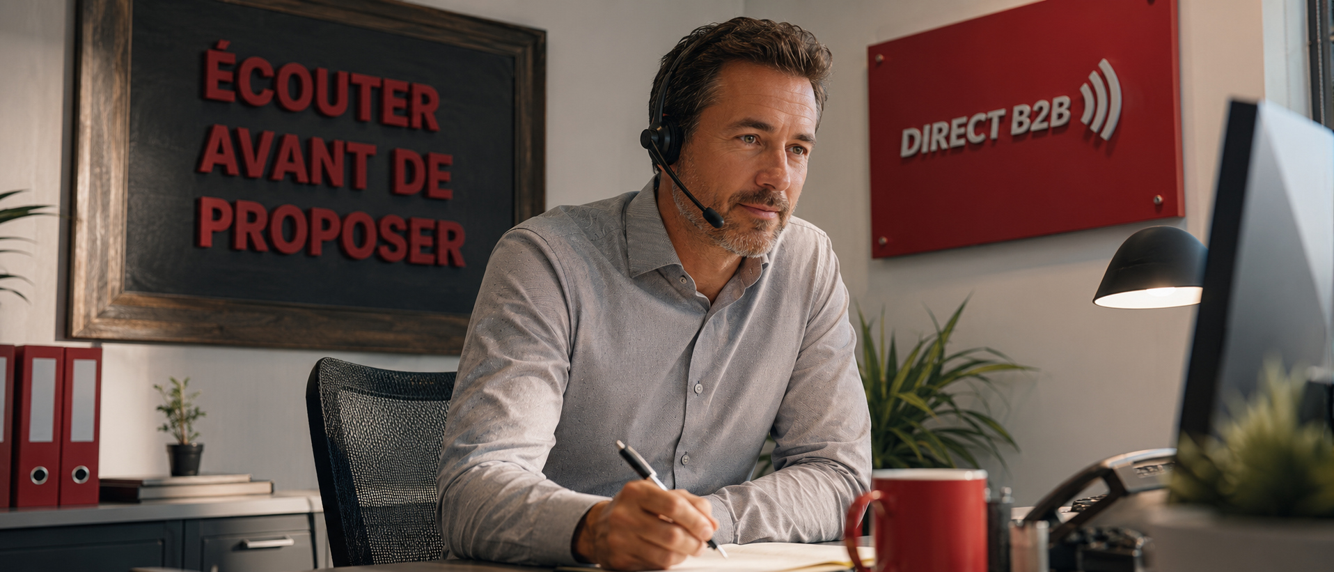 Représentant qui génère un rendez-vous B2B qualifié en écoutant au téléphone