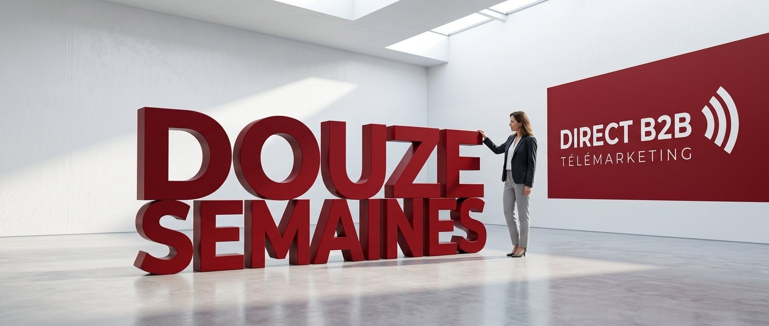 Sculpture typographique Douze semaines dans une galerie lumineuse
